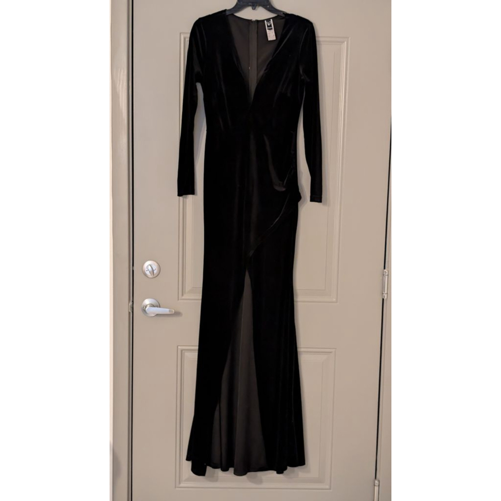 Women's Windsor Black Velvet Long Sleeve Maxi Dress M - Picture 3 of 16